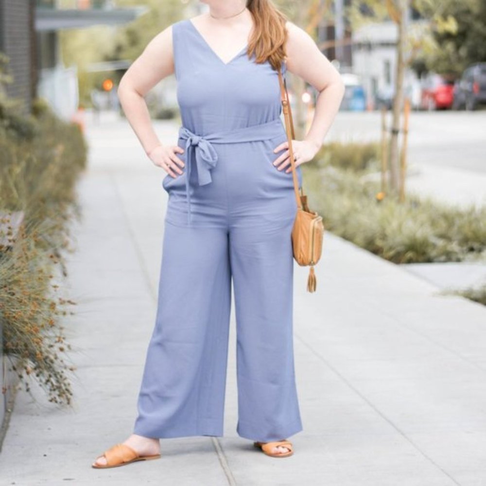 Everlane Japanese GoWeave Essential Jumpsuit Blue 14